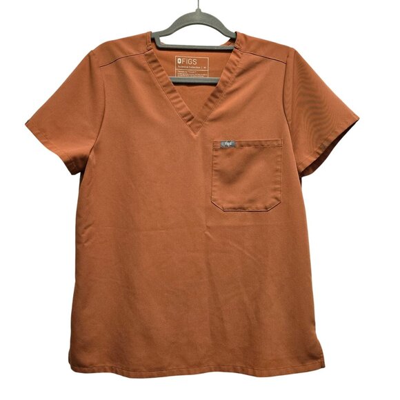 Figs Catarina Women's One Pocket Scrub Top in Terracotta 2829 M - Picture 2 of 7